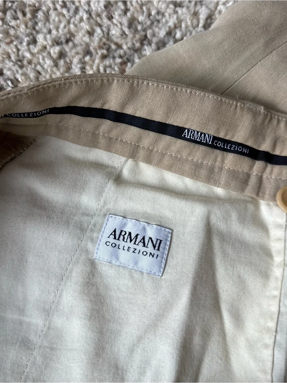 Armani Collezioni Mens 34x30 Beige Linen Blend Dress Pants Trousers Italy Luxury